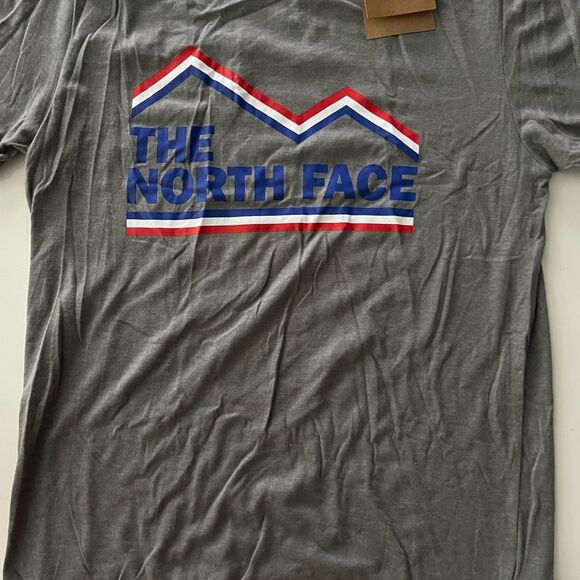 The North Face Men's New USA Short Sleeve Tee Small s Mountian Logo Gray Bolt - Picture 7 of 7